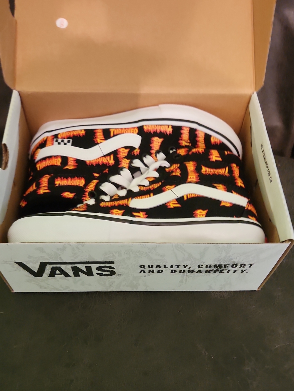 Vans Black High-Top Sneakers with Orange Flame Logo Print